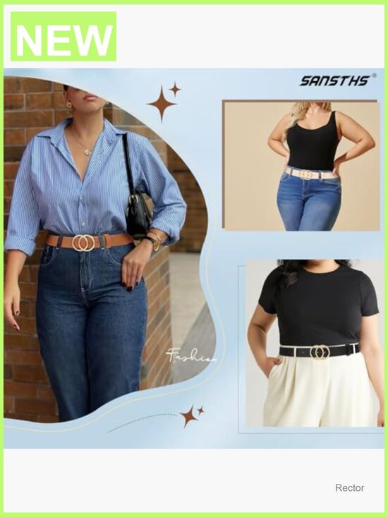 3 Pack Women\'s Leather Belts with Double O-Ring Gold Buckle for Jeans Dresses